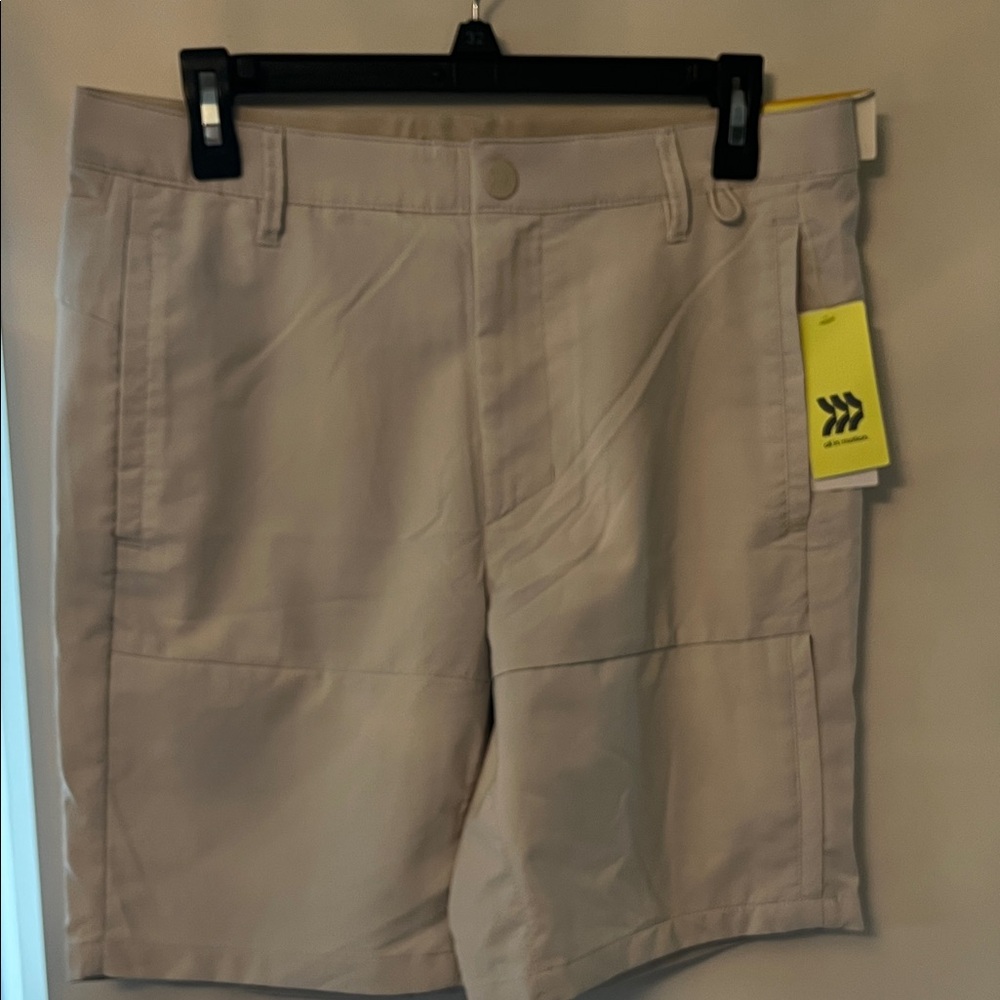 all in motion Men's Light Khaki Flat-Front Shorts